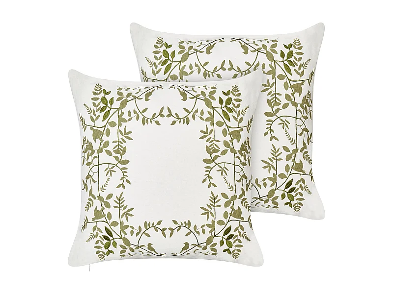 Lot de 2 coussins décoratifs ZALEYA Coton 45 x 45 cm Blanc Motif floral