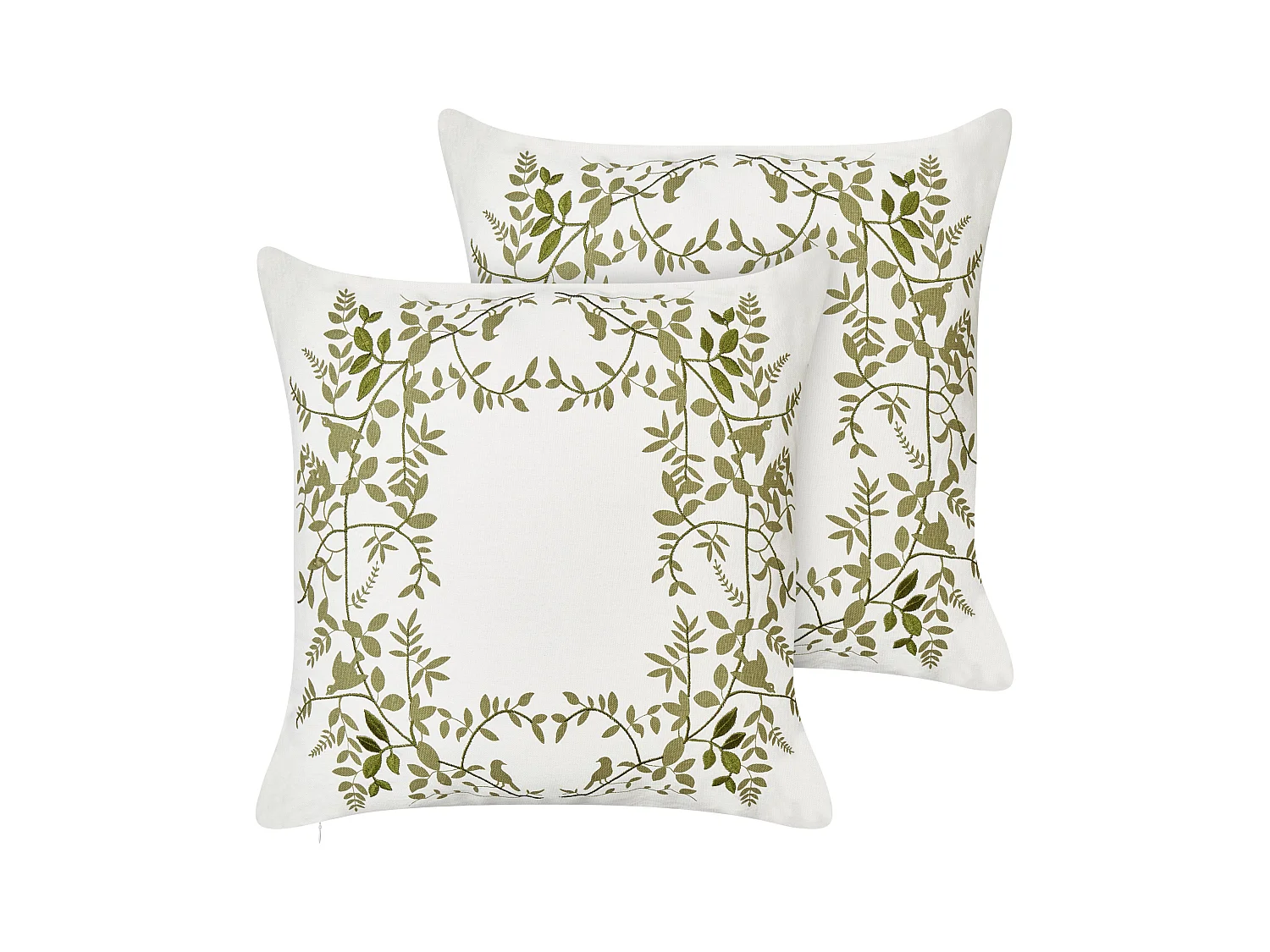Lot de 2 coussins décoratifs ZALEYA Coton 45 x 45 cm Blanc Motif floral