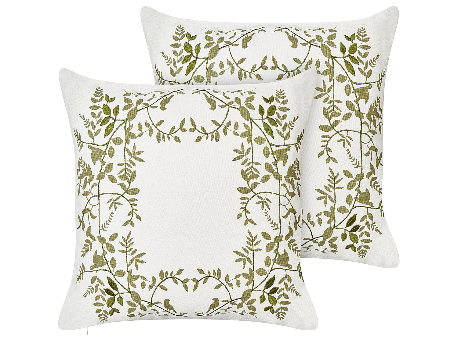Conjunto de 2 almofadas decorativas ZALEYA Algodão 45 x 45 cm Branco Padrão floral