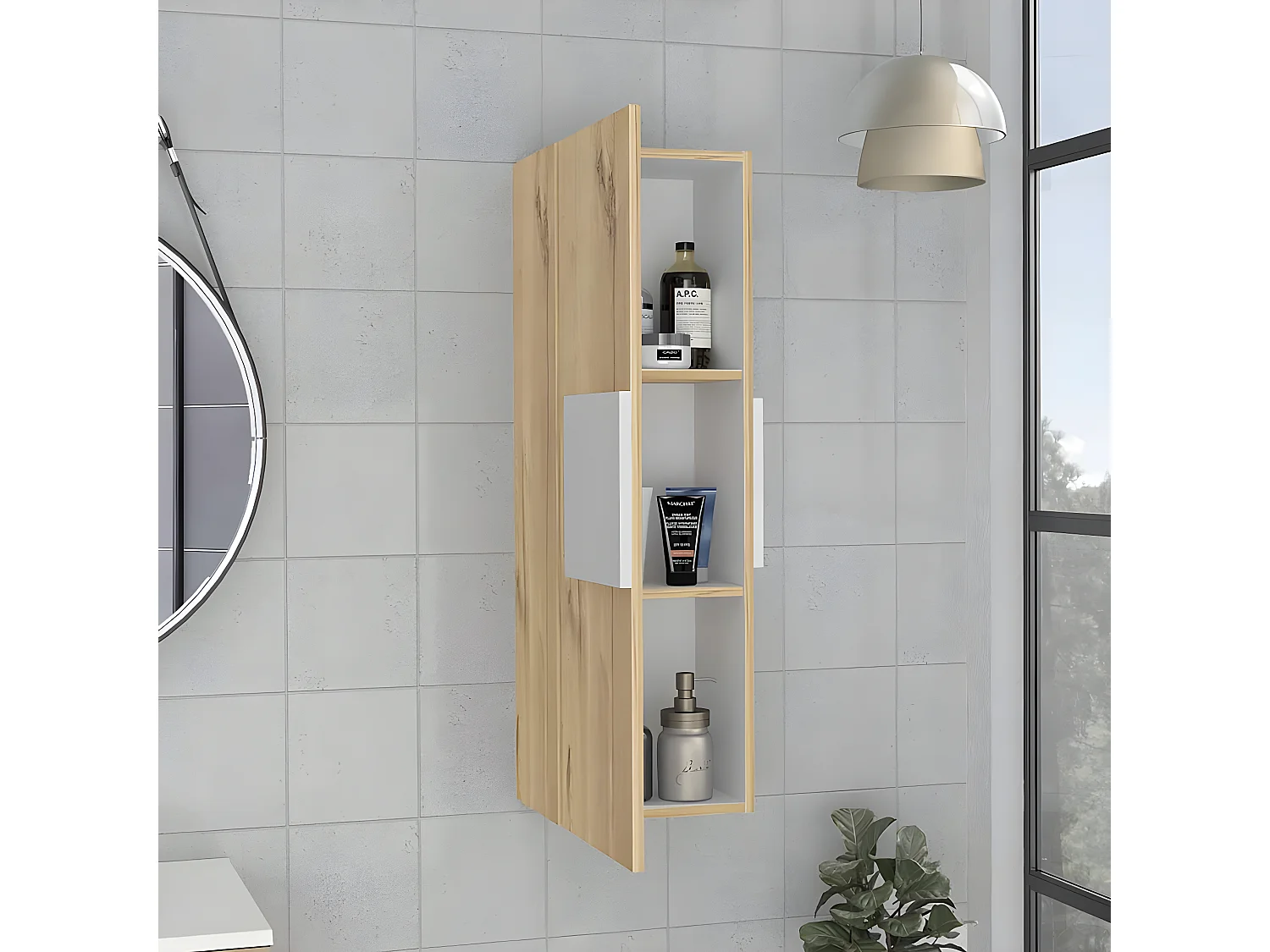 Kit di pronto soccorso Vanguard in melamina, con tre ripiani interni e un'anta, 97.68 cm X 31.90 cm X 26.49 cm, Grigio / argento