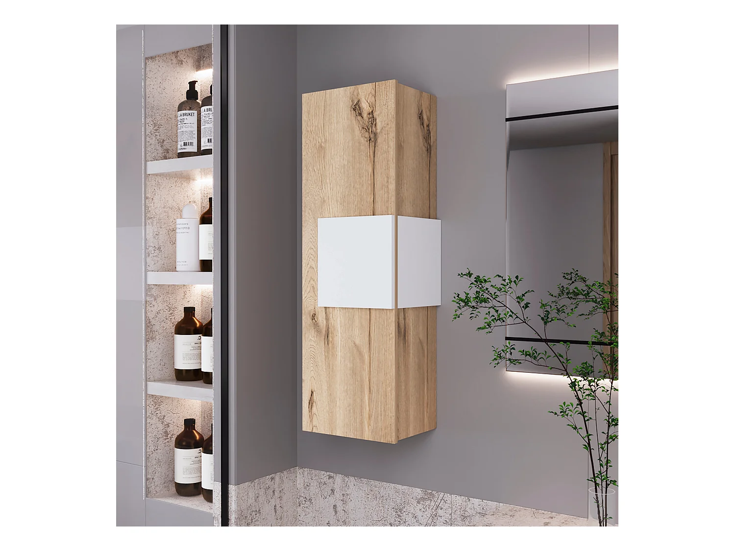 Trousse de secours Vanguard en mélamine, avec trois étagères intérieures et une porte, 97.68 cm X 31.90 cm X 26.49 cm, Gris / argent
