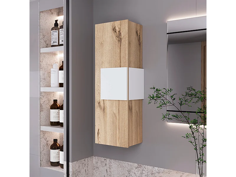 Botiquín Vanguard en Melamina, con tres estantes internos y una puerta , 97.68 cm  X 31.90 cm  X 26.49 cm  , Gris / plata