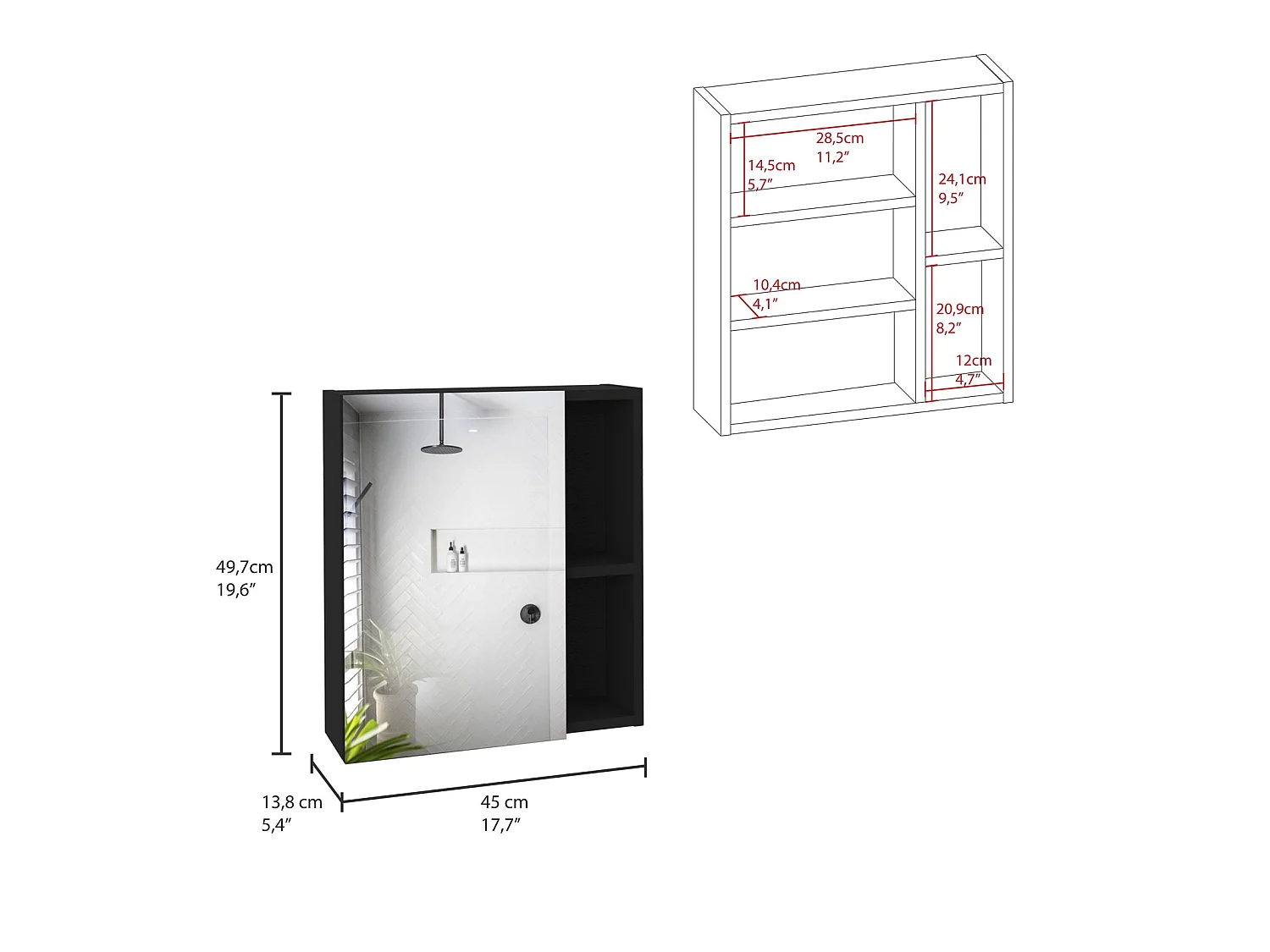TUHOME CONCEPT Pensile bagno Labelle da 45 cm, wengé