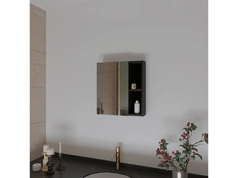 Botiquín Labelle en Melamina, con espejo , 49.53 cm  X 44.95 cm  X 13.71 cm  , Negro