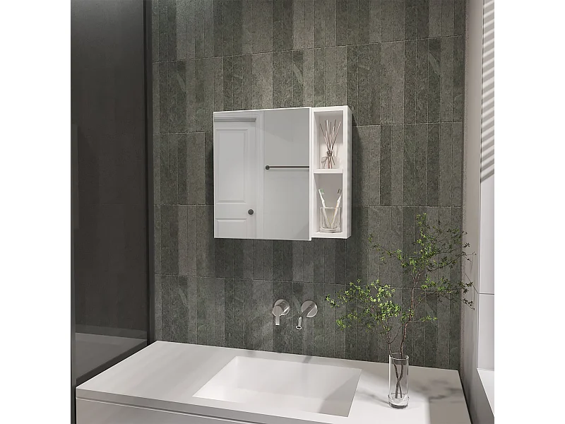 Botiquín Oman  en Melamina, con espejo , 47.24 cm  X 49.78 cm  X 13.97 cm  , Blanco