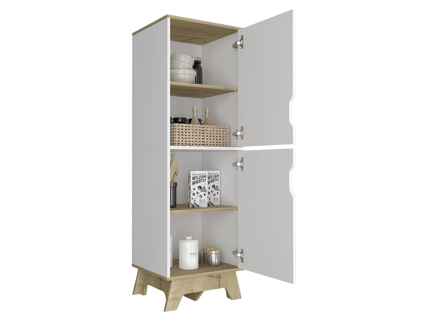 TUHOME CONCEPT Despensa de cocina Pamplona Single de 151 cm, roble arena y blanco