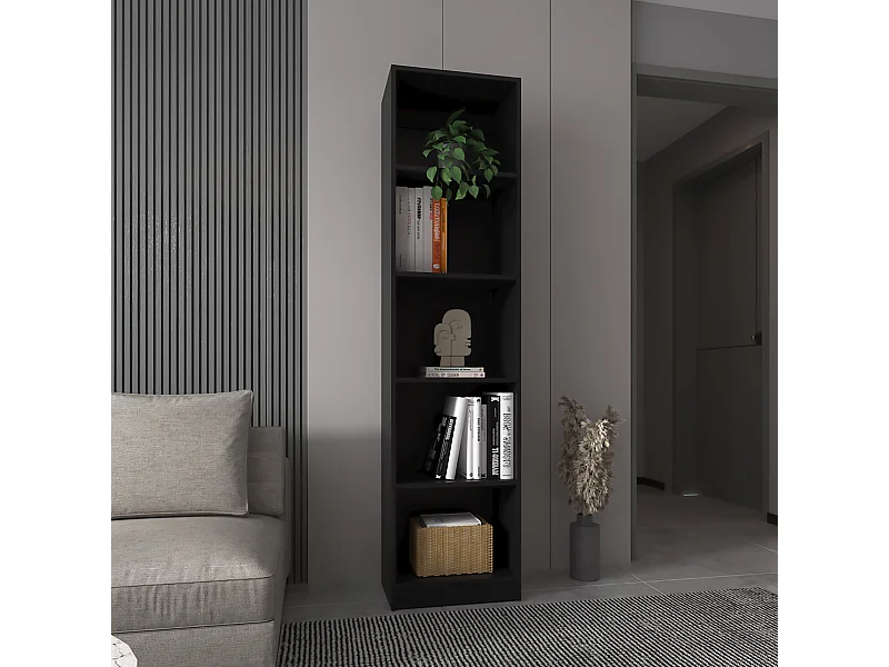 Home Xs Bibliothèque en mélamine, avec étagères à 5 niveaux et design fin, 180.59 cm X 45 cm X 29.89 cm , Noir