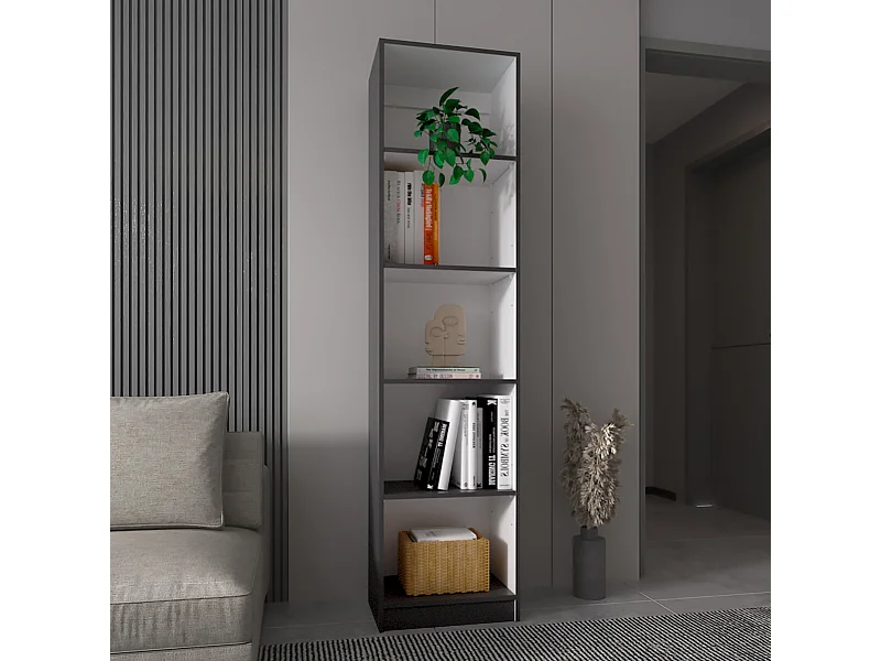 Home Xs Libreria in melamina, con 5 ripiani e design sottile 180.60 cm X 45 cm X 29.89 cm , Multicolore