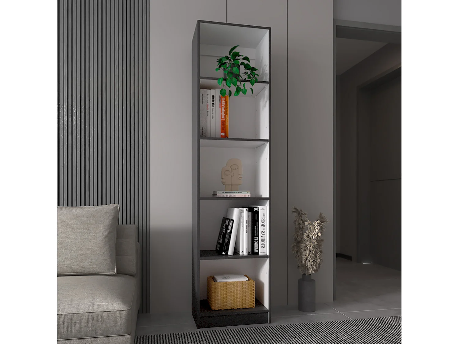 Home Xs Estante de livros em melamina, com 5 prateleiras e design elegante 180.60 cm X 45 cm X 29.89 cm , Multicolor