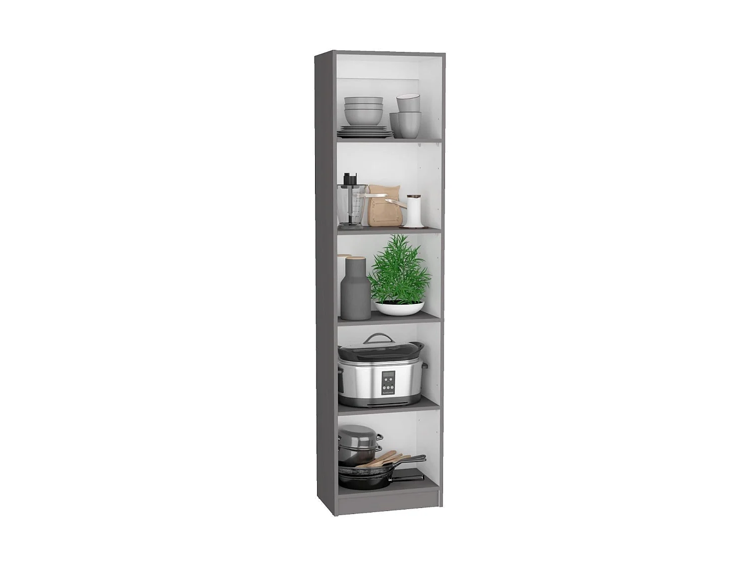 Estante Home de 180 cm, cinzento chumbo e branco