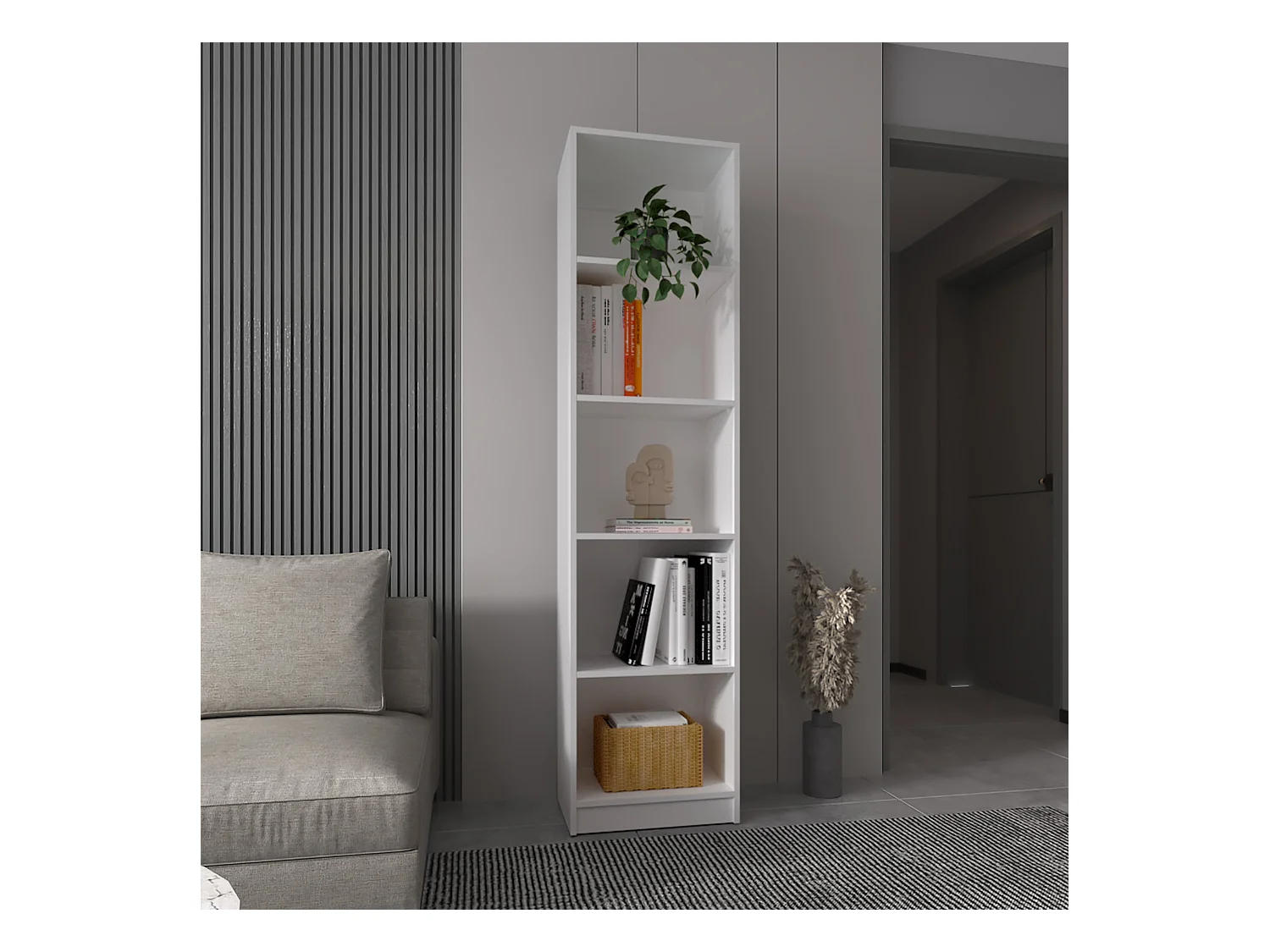 Estante de melamina Home Xs, com 5 prateleiras e design elegante , 180.59 cm X 45 cm X 29.89 cm , Branco