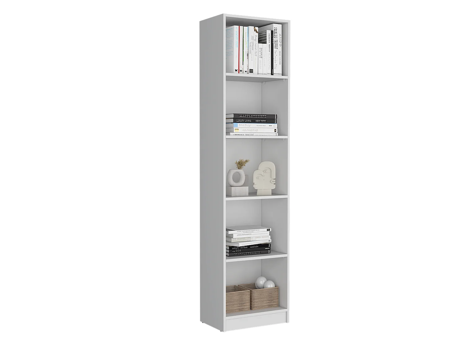 Home Xs Libreria in melamina, con 5 ripiani e design sottile , 180.59 cm X 45 cm X 29.89 cm , Bianco