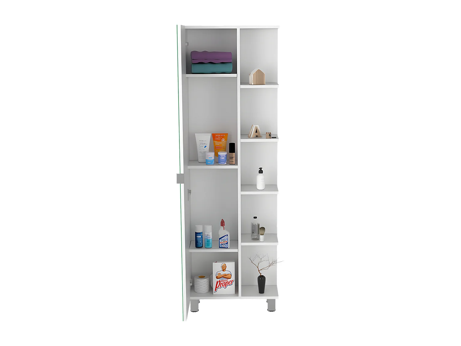 Colonna bagno multifunzione Urano in melamina, con specchio, 157.98 cm X 51.18 cm X 21.79 cm , Bianco