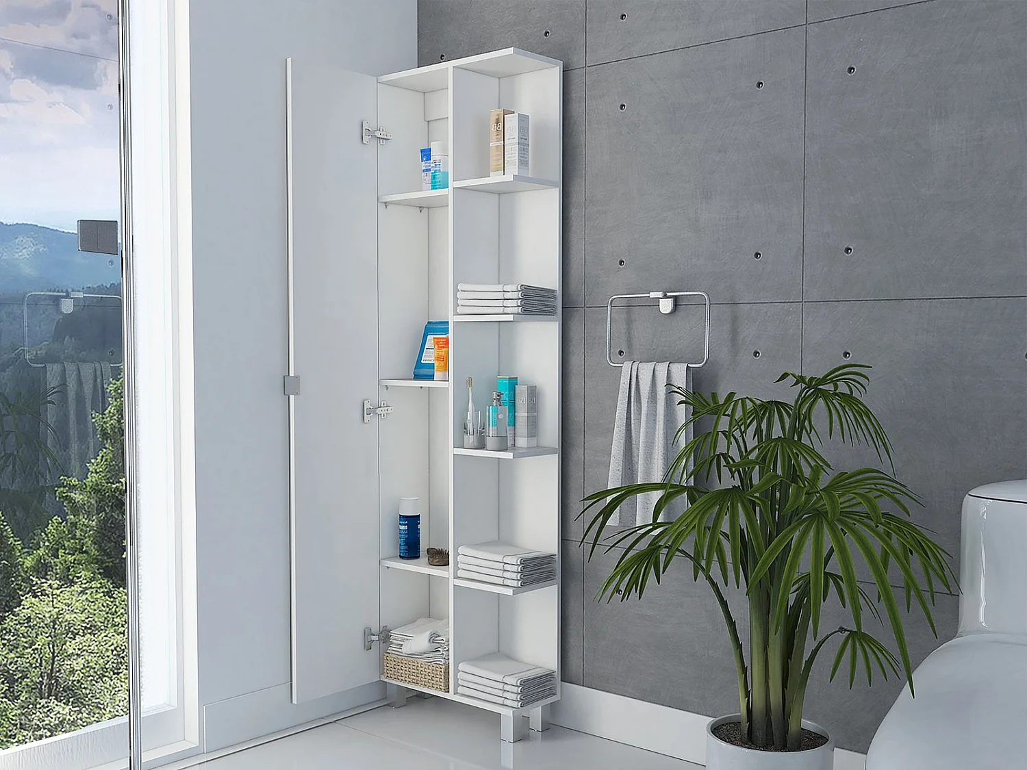 TUHOME CONCEPT Colonne de salle de bain Urano de 158 cm, blanc