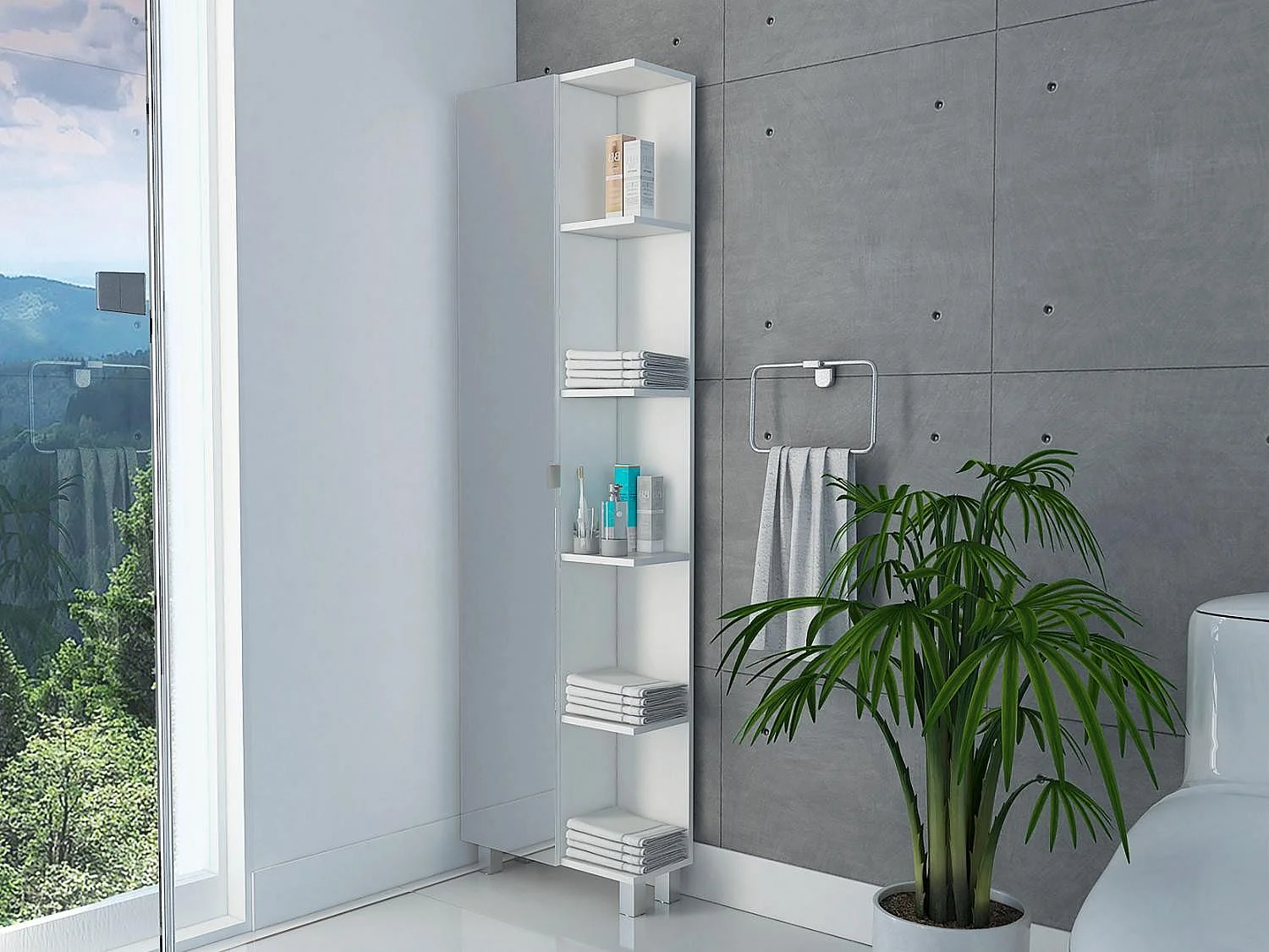 TUHOME CONCEPT Colonne de salle de bain Urano de 158 cm, blanc