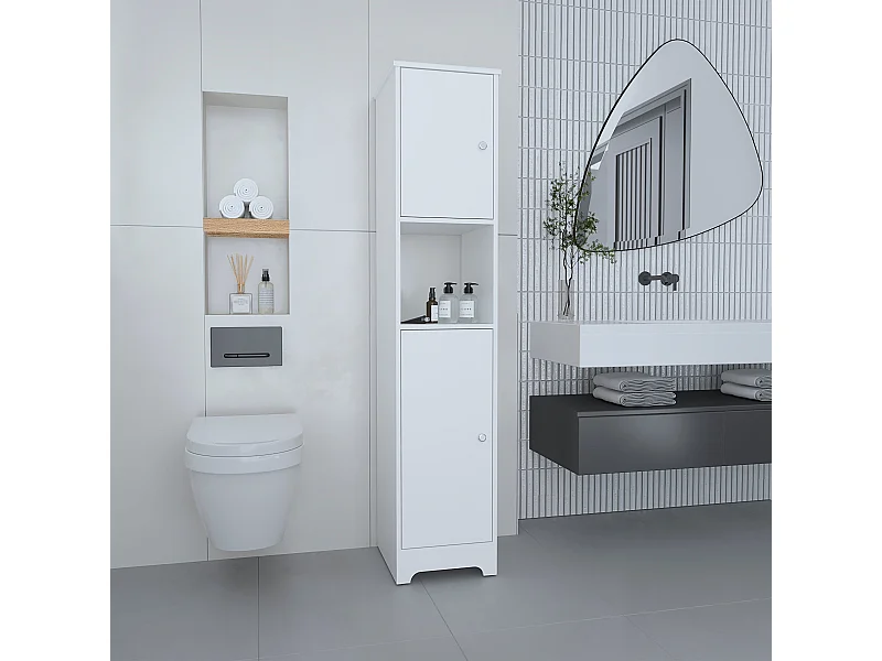 Columna de baño Ibis en Melamina con 2 puertas y 1 estante , 172.21 cm  X 36.32 cm  X 40.64 cm  , Blanco