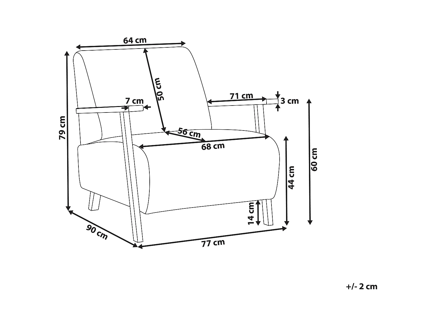 Sessel orange / heller Holzfarbton mit Armlehnen Retro Stil Lesja
