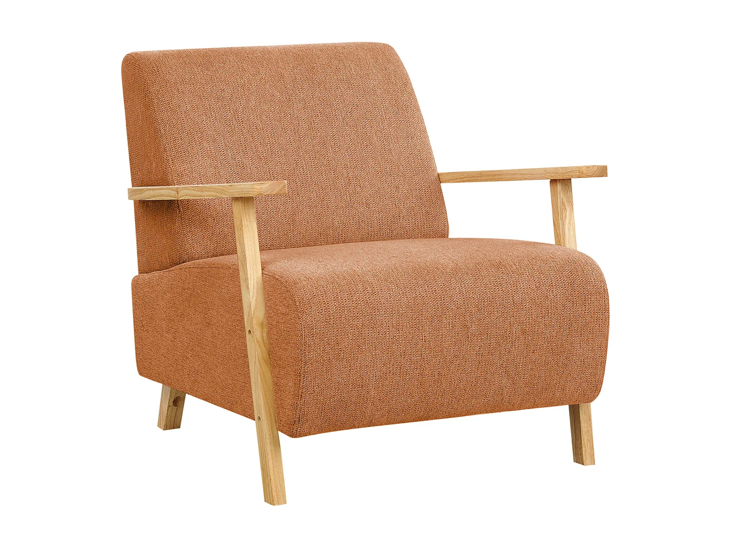 Sessel orange / heller Holzfarbton mit Armlehnen Retro Stil Lesja