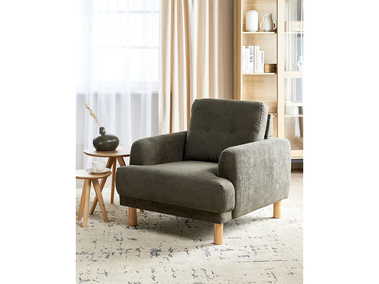 Fauteuil TUVE Velours côtelé Vert foncé