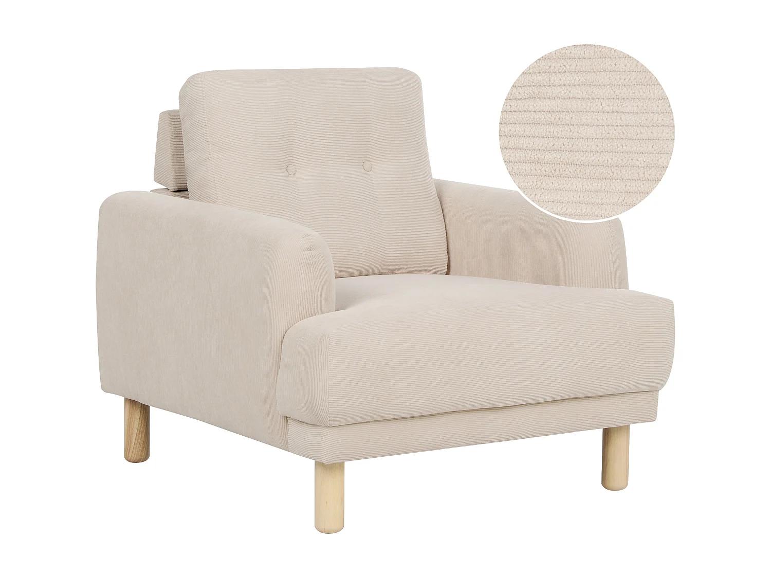 Fauteuil TUVE Velours côtelé Beige clair