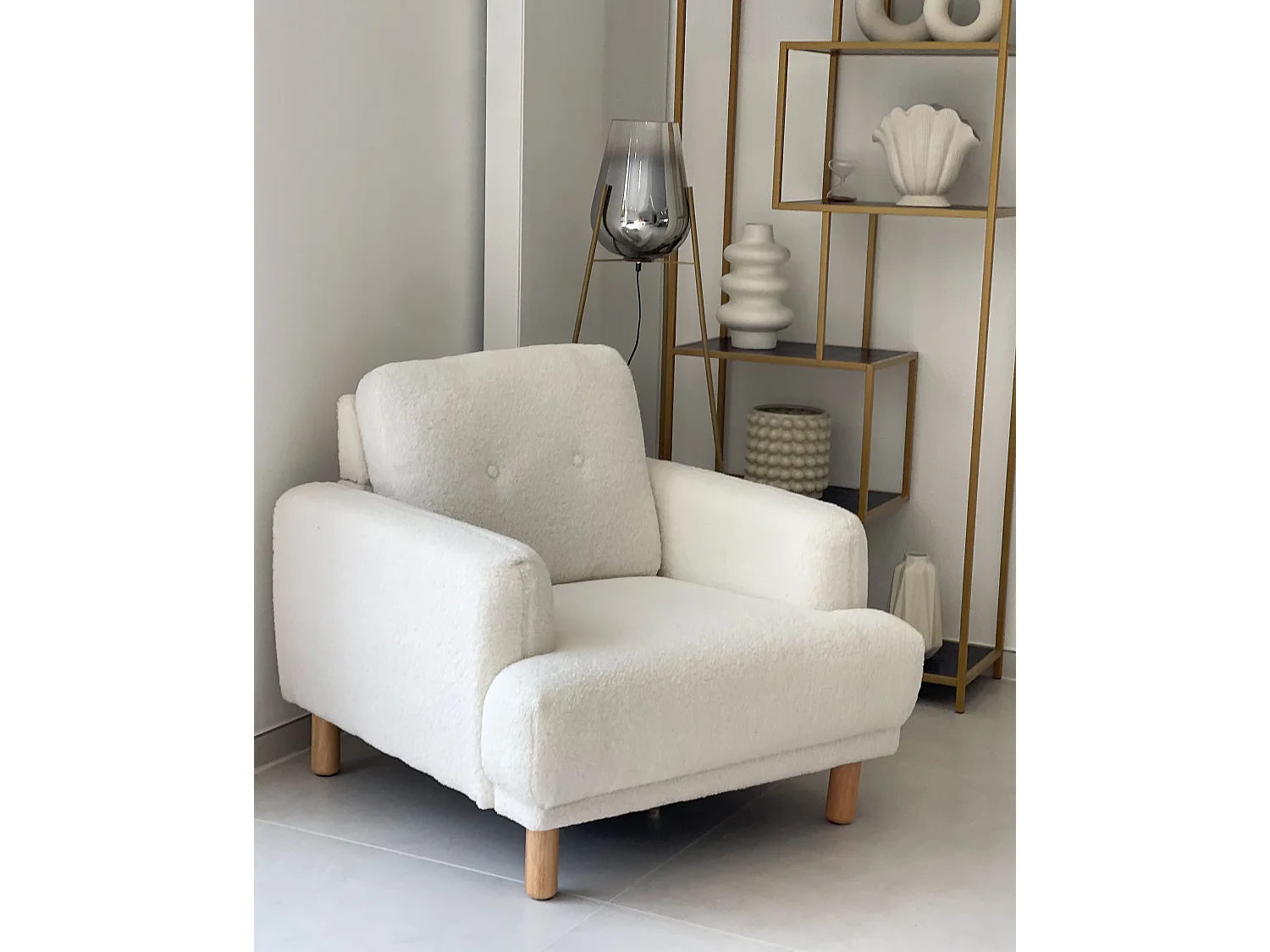 Fauteuil TUVE Tissu Blanc cassé