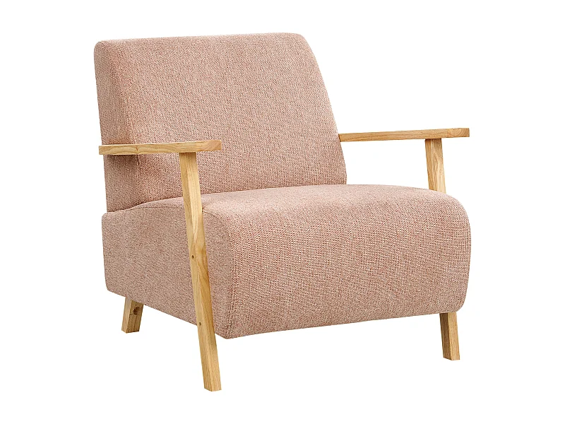 Sessel rosa / heller Holzfarbton mit Armlehnen Retro Stil Lesja