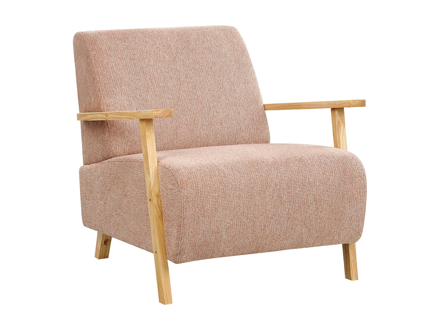 Sessel rosa / heller Holzfarbton mit Armlehnen Retro Stil Lesja