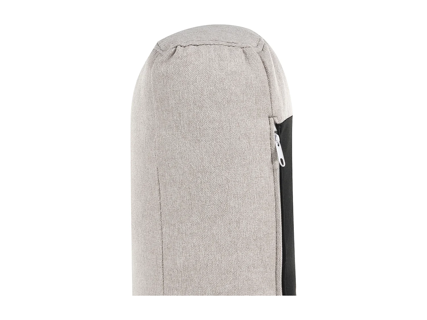 Sessel Stoff beige mit hohen Holzbeinen Armlehnen Knöpfe Retro Stil Tuve