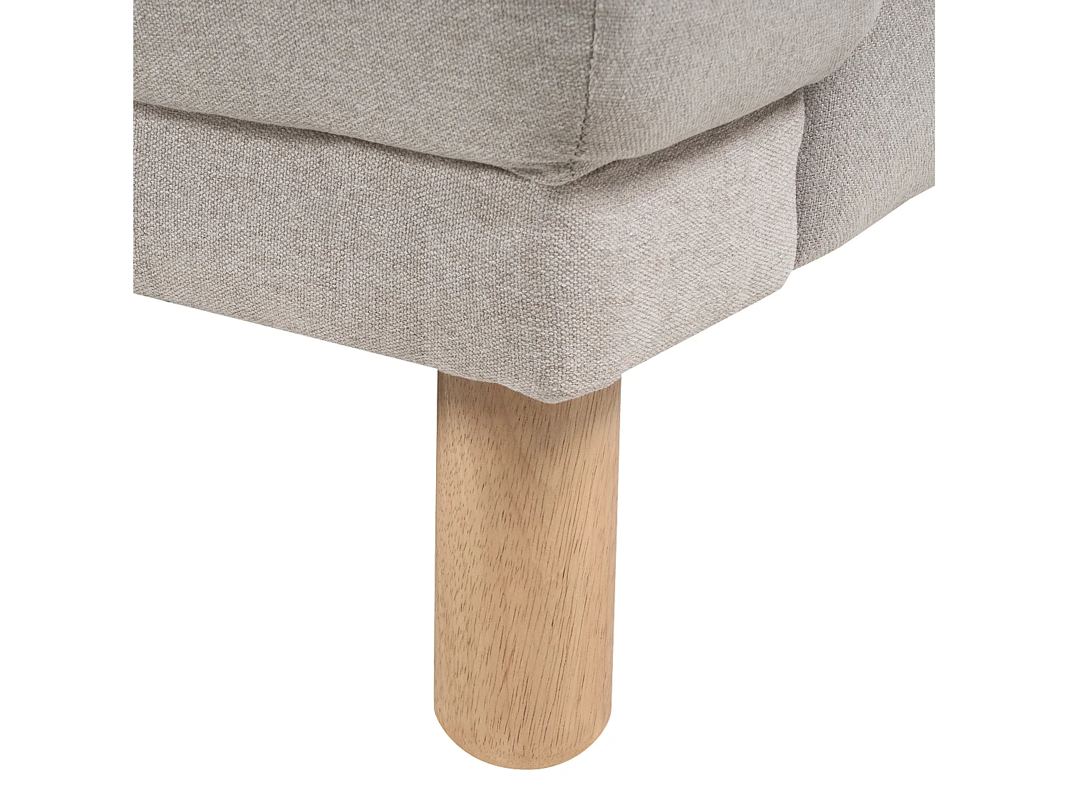 Sessel Stoff beige mit hohen Holzbeinen Armlehnen Knöpfe Retro Stil Tuve