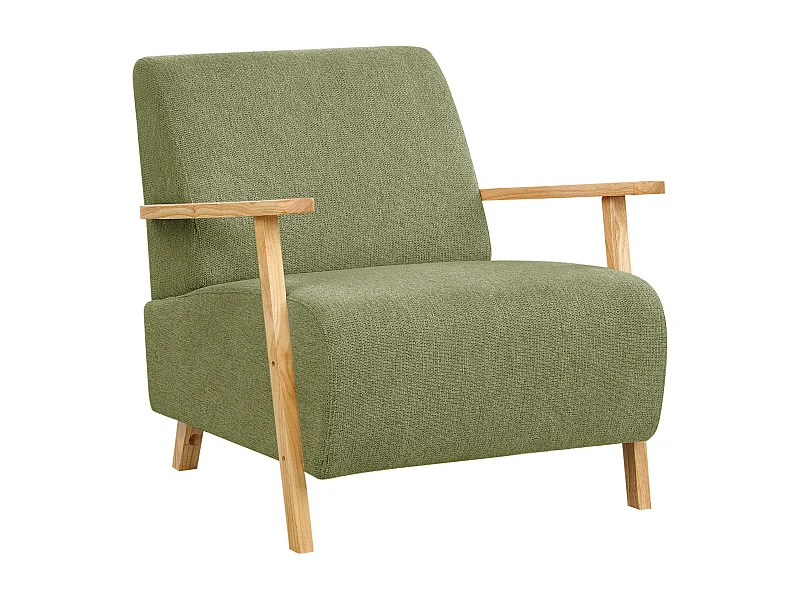 Sessel grün / heller Holzfarbton mit Armlehnen Retro Stil Lesja