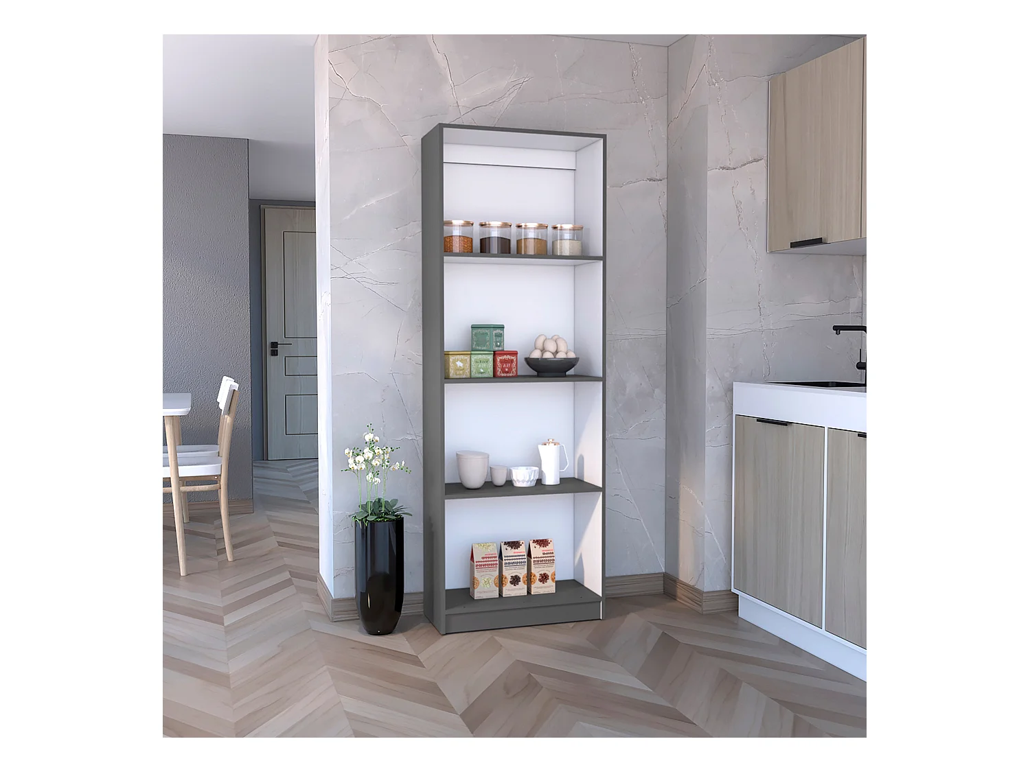 Estante para escritório em casa em melamina com 4 prateleiras abertas , 180.59 cm X 62.73 cm X 29.71 cm , Multicolor