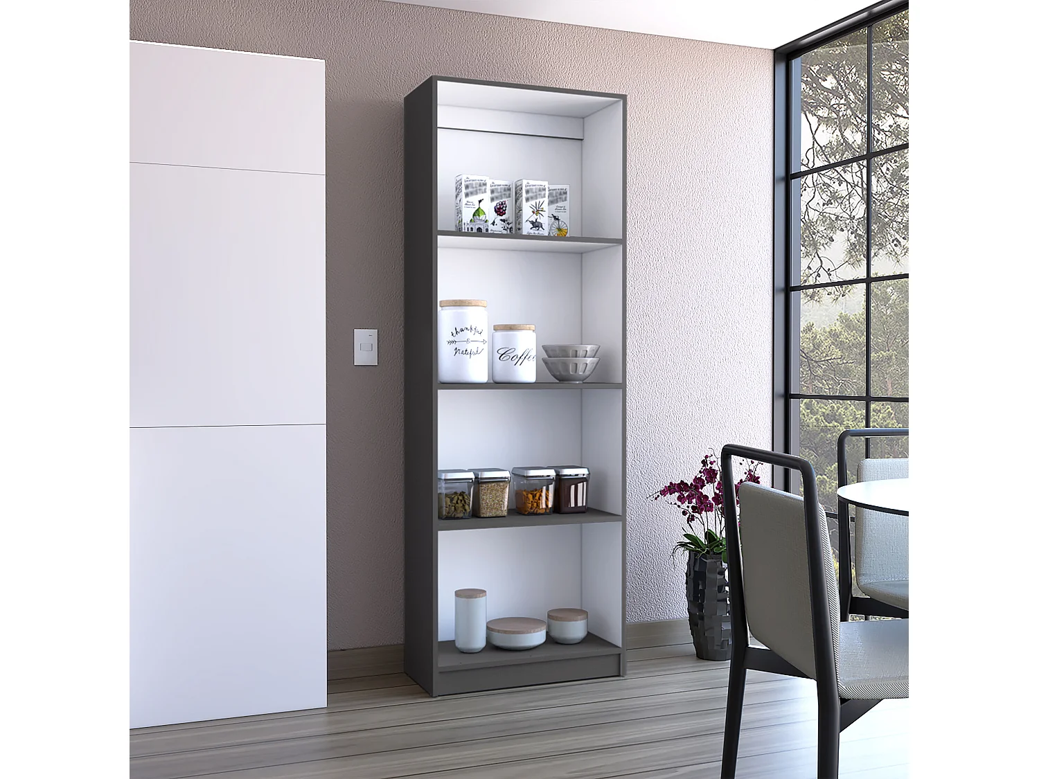 Estante para escritório em casa em melamina com 4 prateleiras abertas , 180.59 cm X 62.73 cm X 29.71 cm , Multicolor