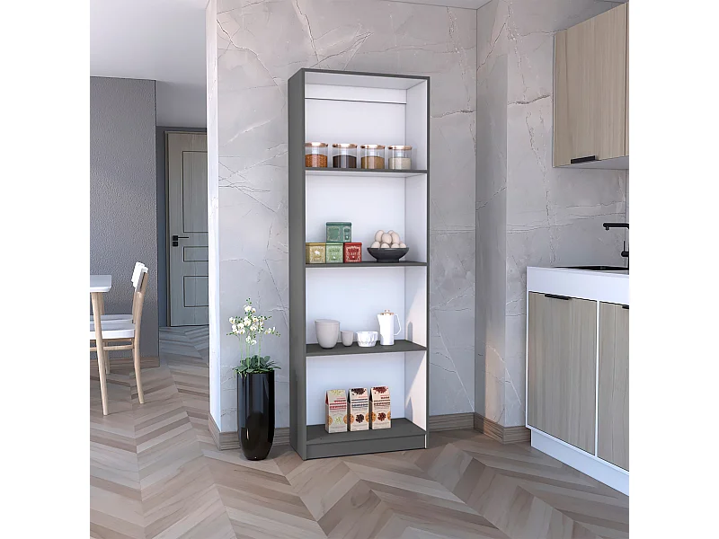 Bibliothèque Home Office en Mélamine avec 4 étagères ouvertes , 180.59 cm X 62.73 cm X 29.71 cm , Multicolore