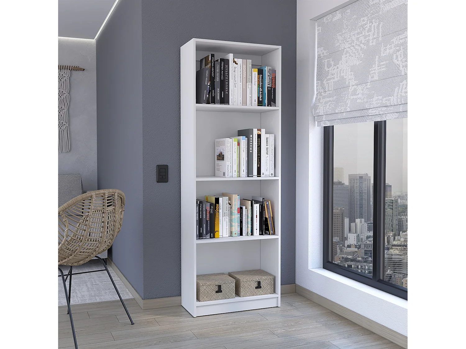 Bibliothèque Home de 181 cm, blanc