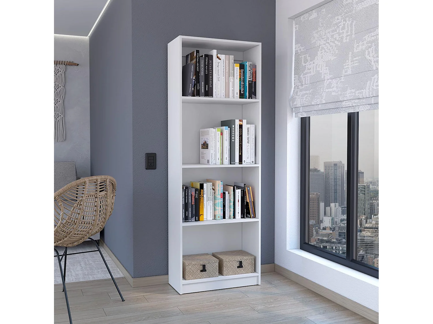 Bibliothèque Home de 181 cm, blanc