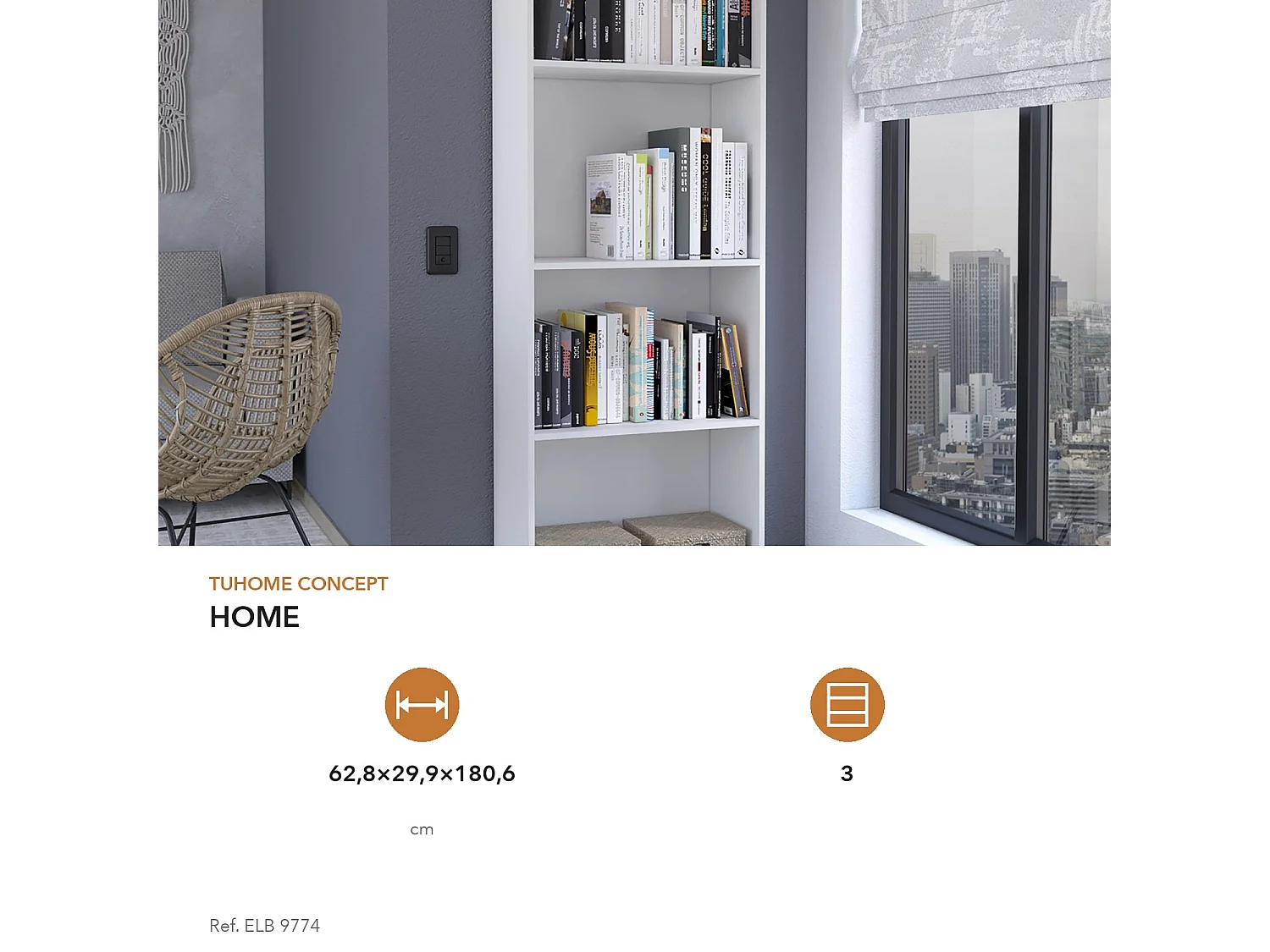 Bibliothèque Home de 181 cm, blanc