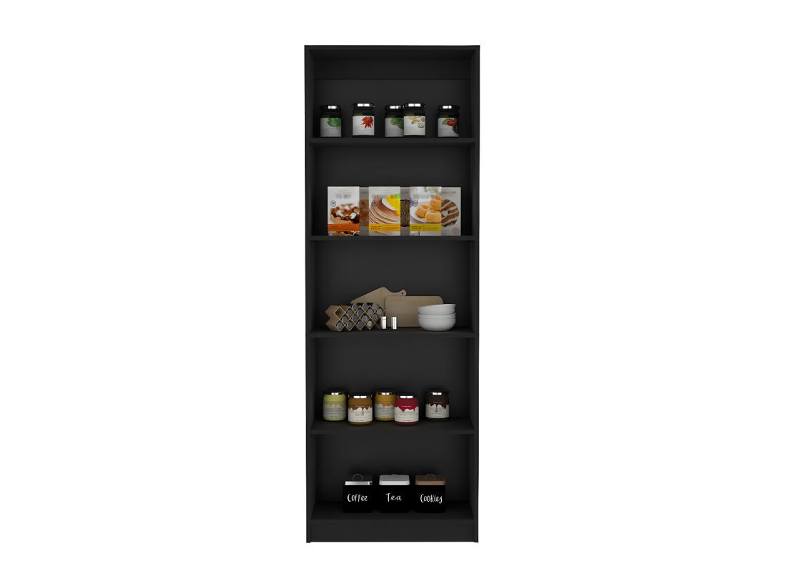 vente unique Home Straight Bibliothèque en mélamine avec 5 étagères 180.59 cm X 62.73 cm X 29.71 cm Noir
