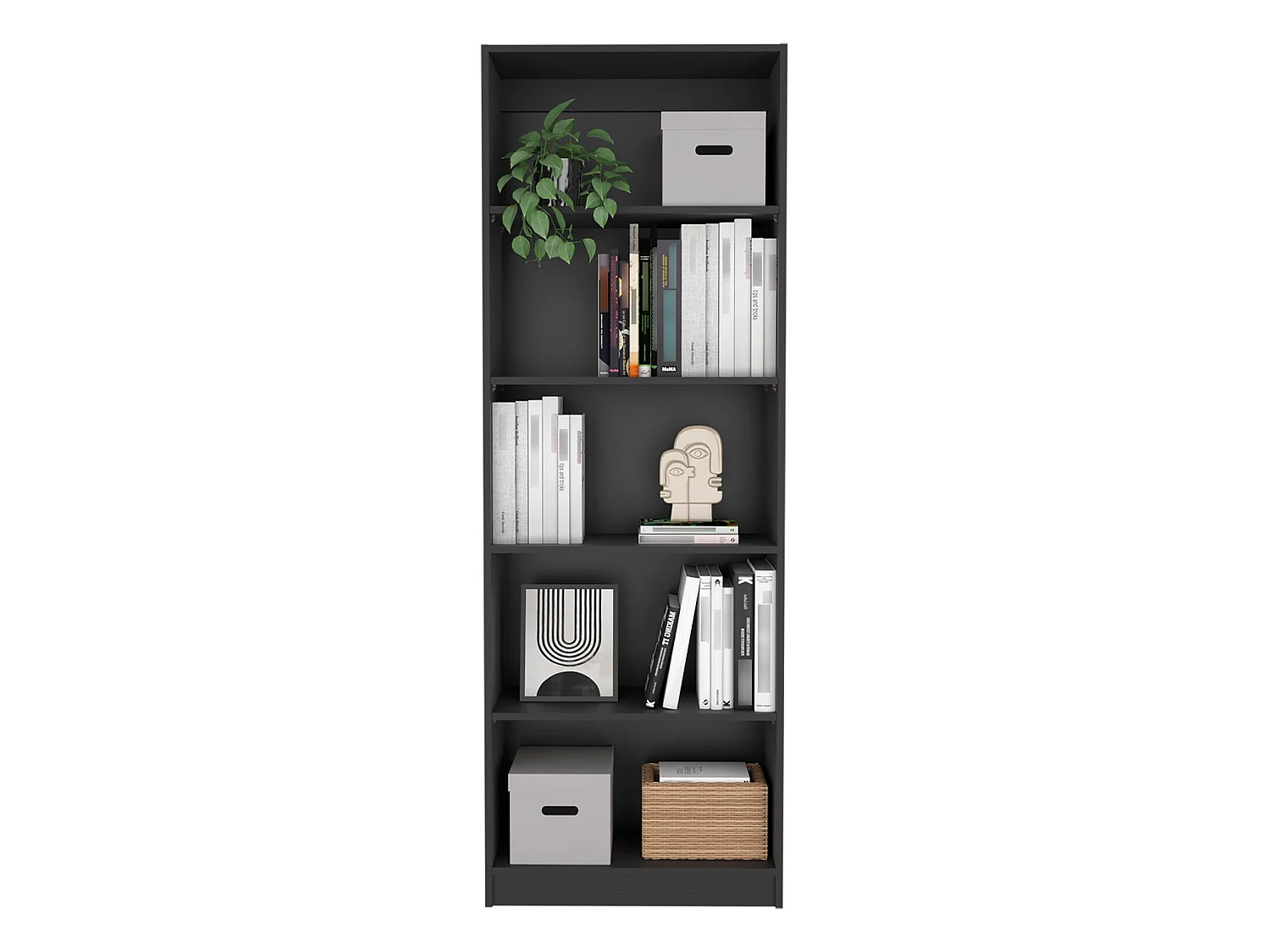 Estanteria Recta 4R Home en Melamina con 5 estantes , 180.59 cm  X 62.73 cm  X 29.71 cm  , Negro