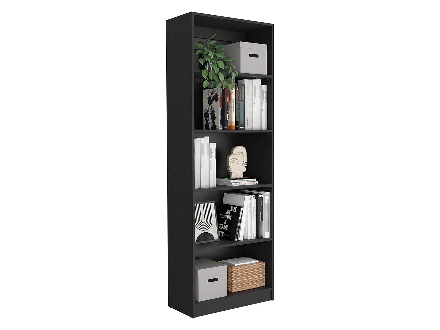Estanteria Recta 4R Home en Melamina con 5 estantes , 180.59 cm  X 62.73 cm  X 29.71 cm  , Negro