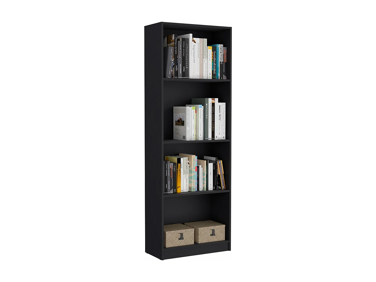 Libreria per ufficio in melamina con 4 ripiani a giorno, 180.59 cm X 62.73 cm X 29.71 cm , Nero