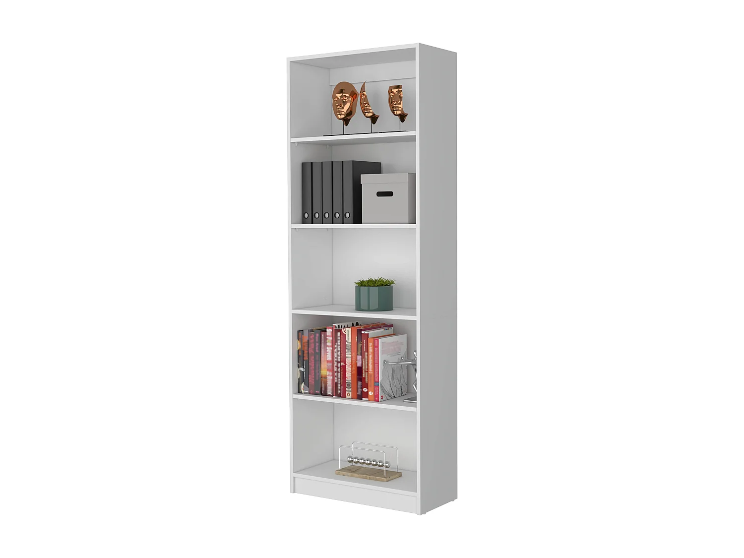 Rayonnage droit 4R Home en Mélamine avec 5 étagères, 180.59 cm X 62.73 cm X 29.71 cm , Blanc