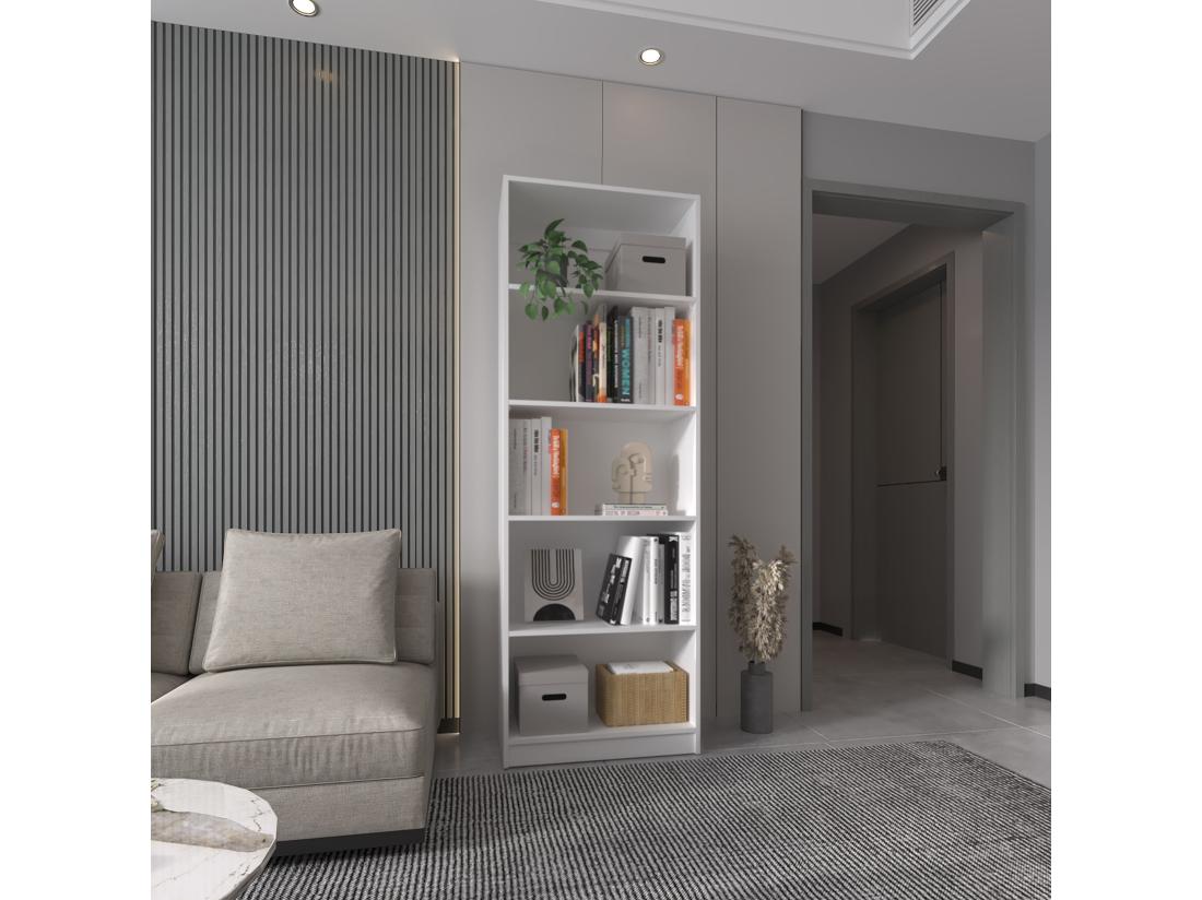 vente unique Rayonnage droit 4R Home en Mélamine avec 5 étagères 180.59 cm X 62.73 cm X 29.71 cm Blanc