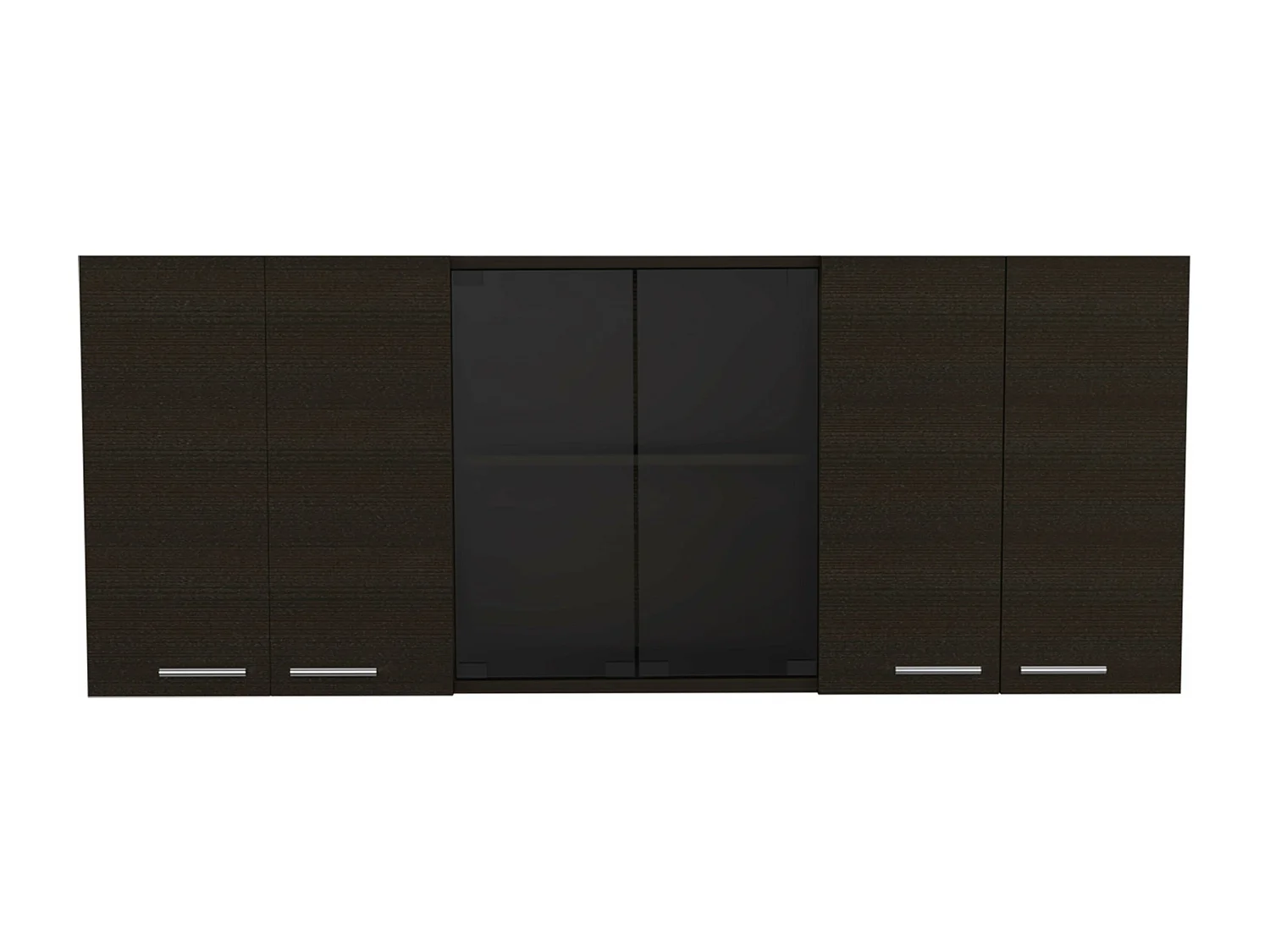 Pensile da cucina con vetro 150 in melaminico, a più ante , 59.99 cm X 149.98 cm X 31.49 cm , Nero