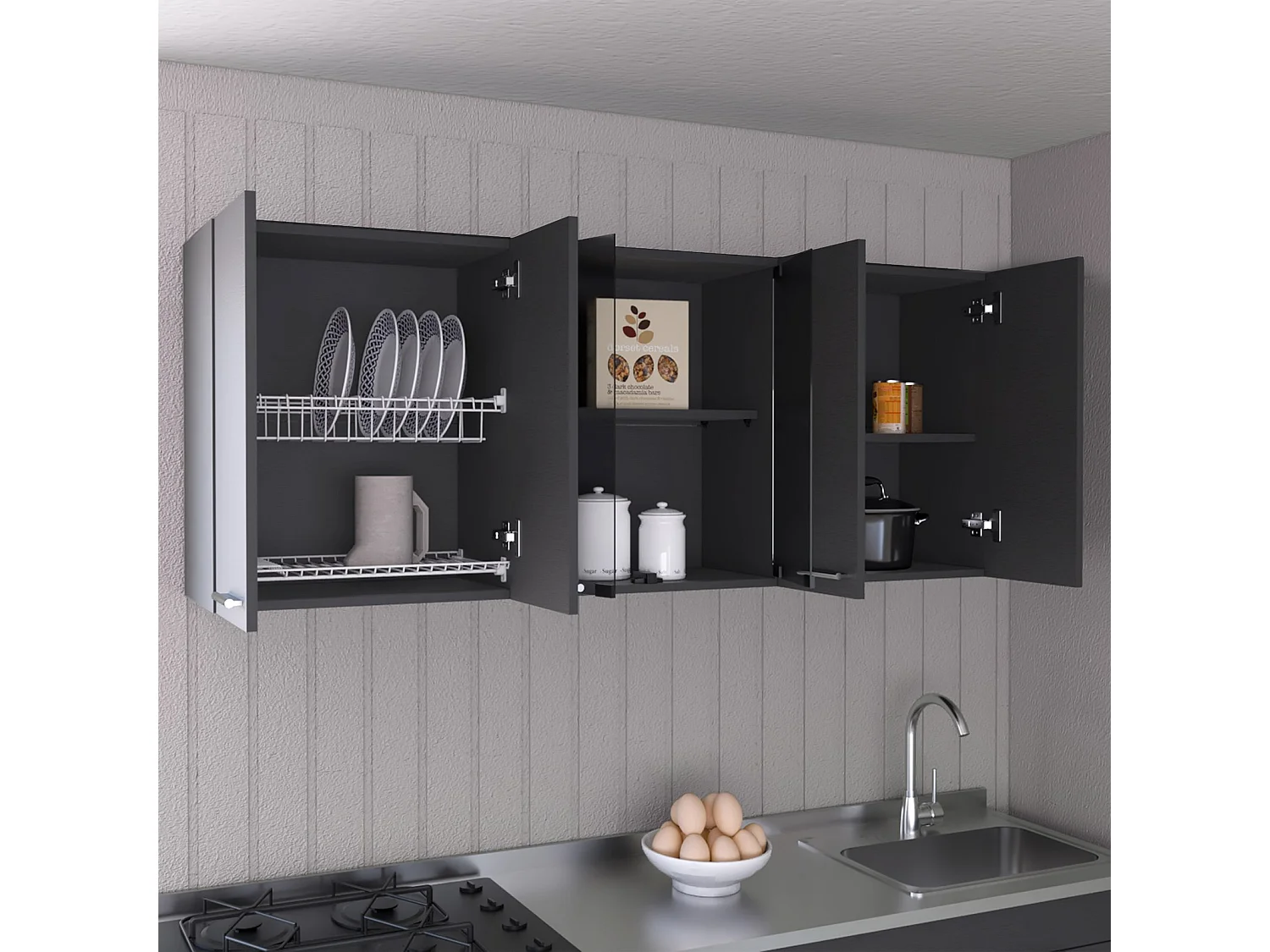 Pensile da cucina da 150 cm, wengé