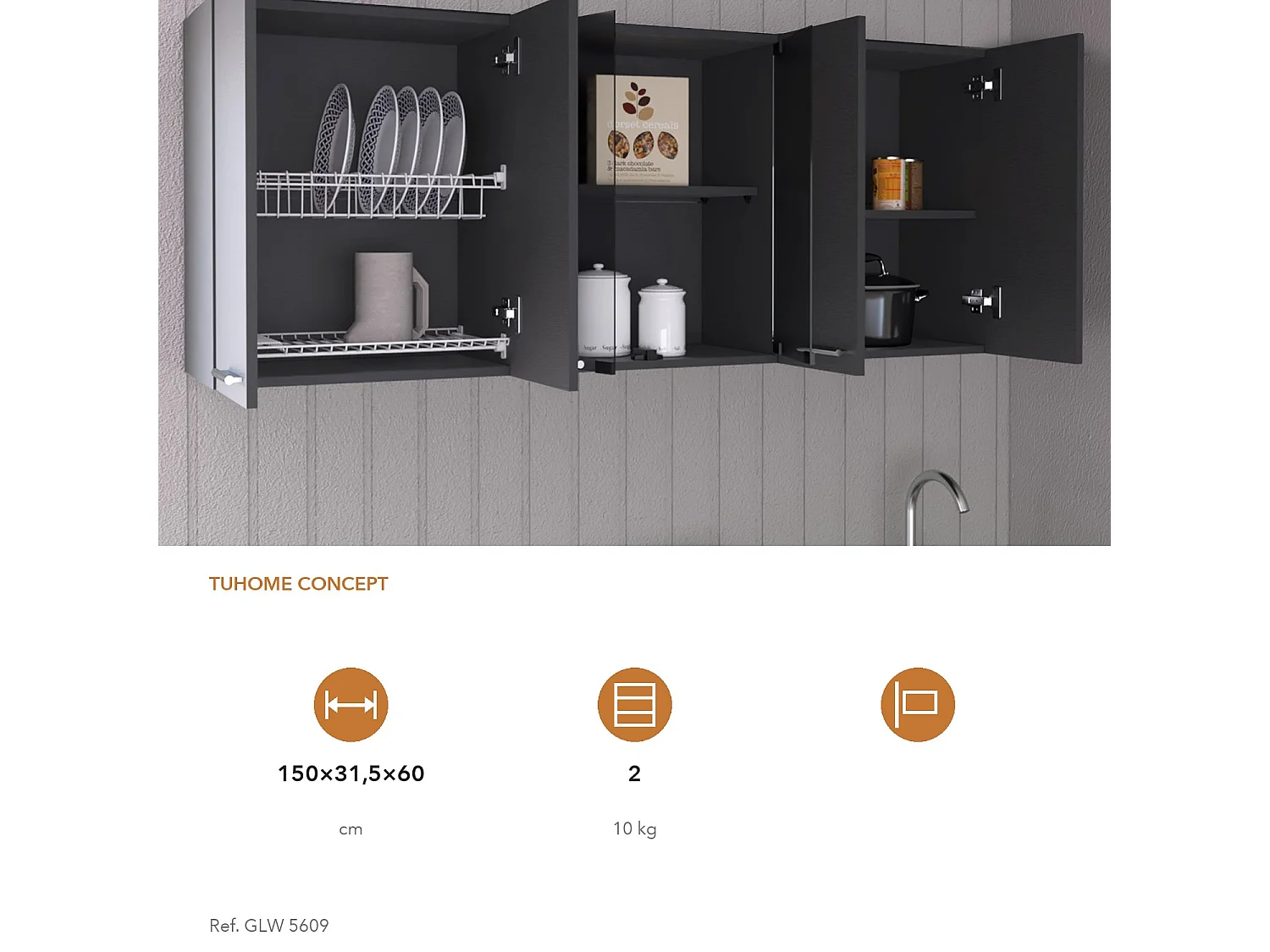 Pensile da cucina da 150 cm, wengé