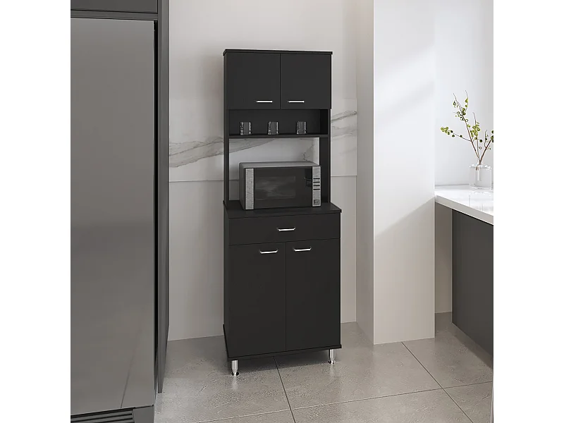 Mobile Della in melaminico, con cassetto con guida in metallo, 168.91 cm X 59.94 cm X 35.30 cm , Nero