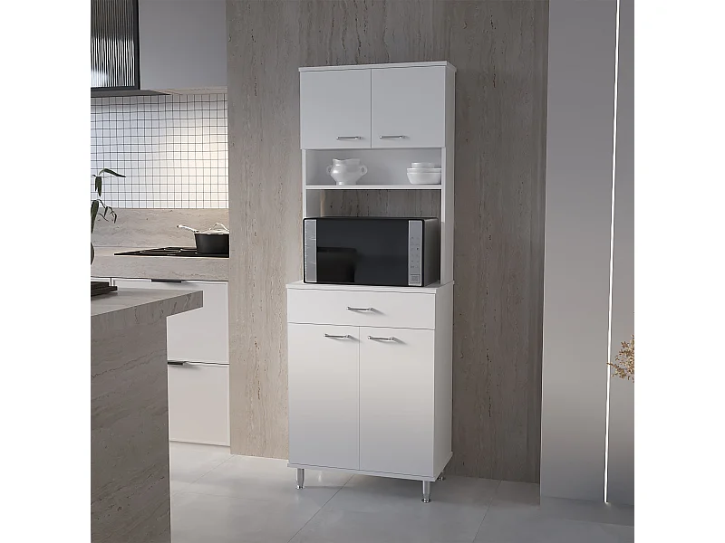 Armário Della em melamina, com gaveta de calha metálica, 168.91 cm X 59.94 cm X 35.30 cm , Branco