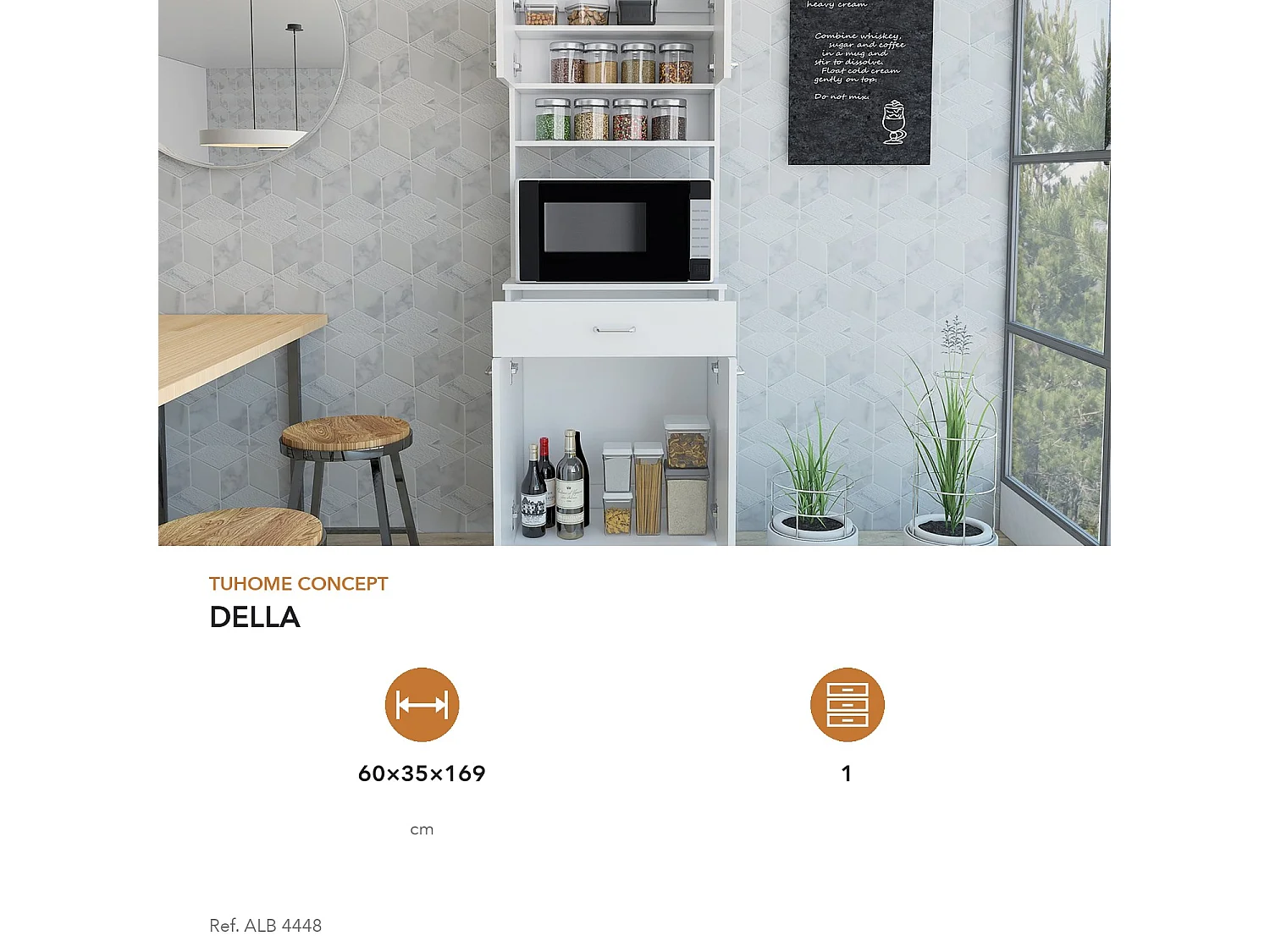 TUHOME CONCEPT Armoire de cuisine Della de 169 cm, blanc