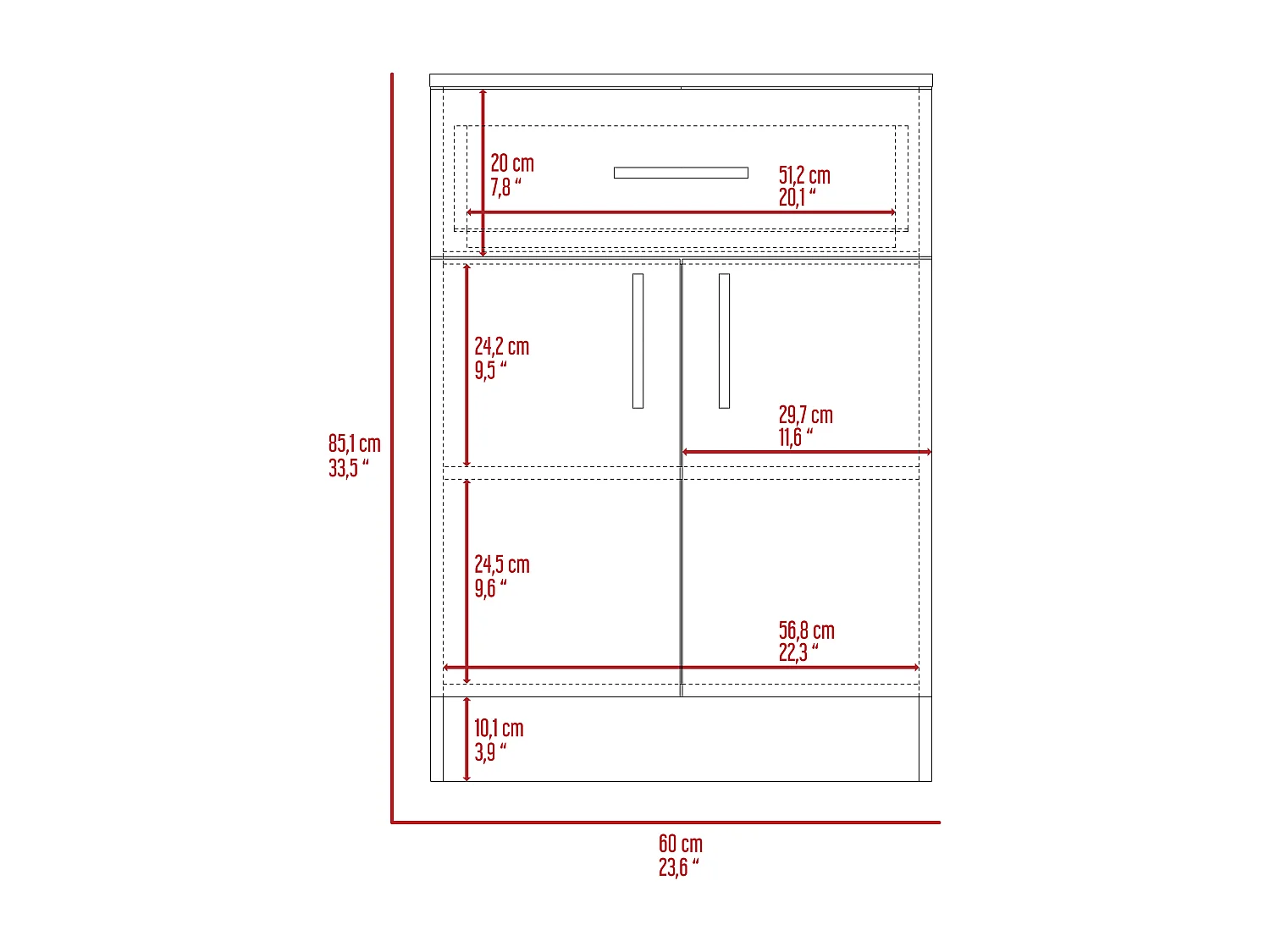 Armoire garde-manger en mélamine, avec tiroir sur rail métallique, 85.09 cm X 59.94 cm X 40.38 cm, Multicolore