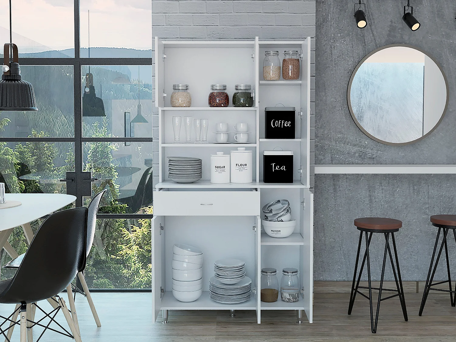 Armadio Della MT in melamina, con cassetto con guida in metallo , 168.91 cm X 89.91 cm X 34.79 cm , Bianco